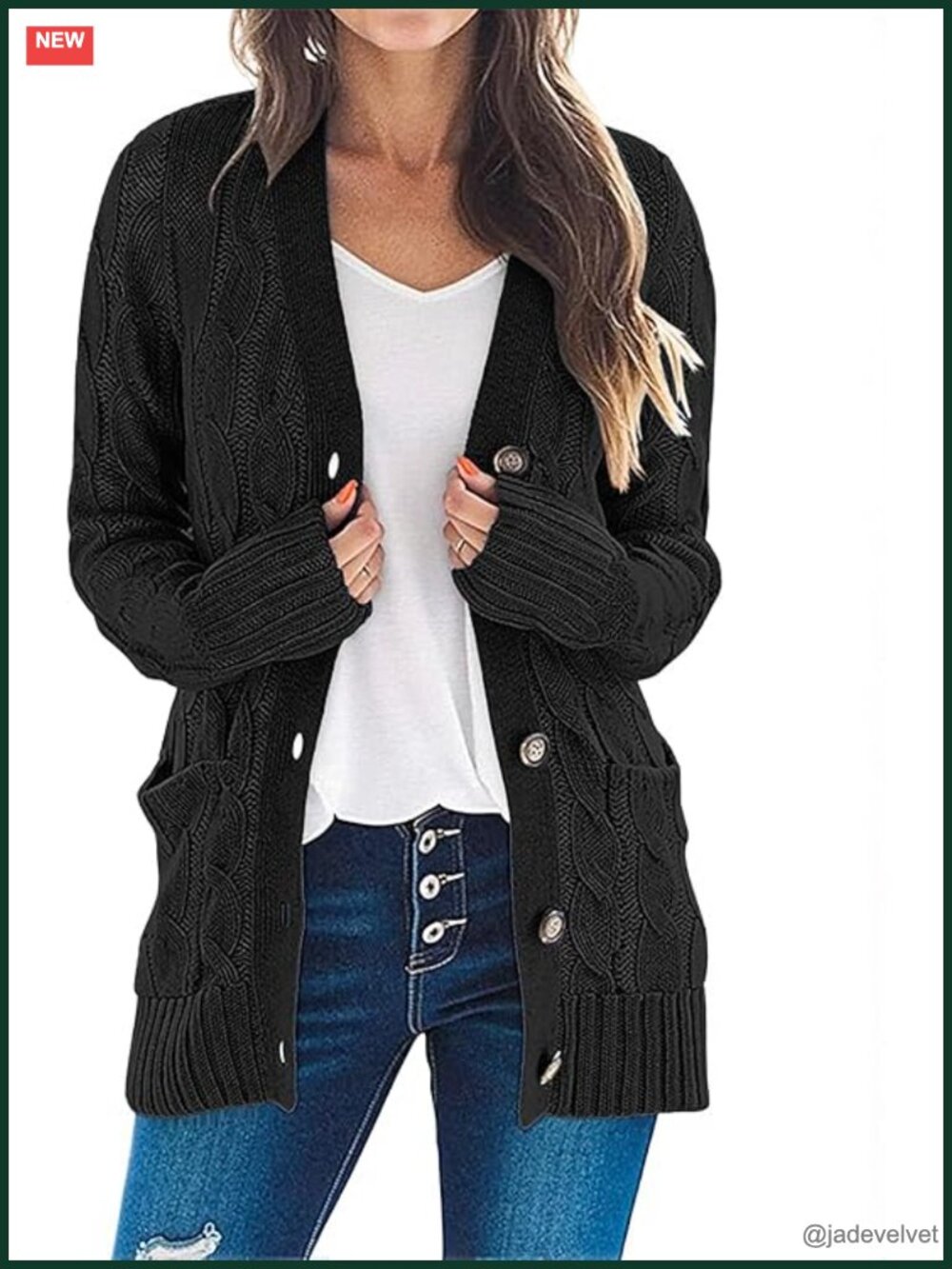 Chunky Cable Knit Button Down Cardigan Sweater
